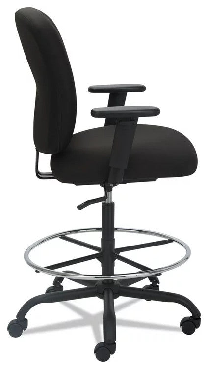 Contemporary Office Chair, Tall Design With Padded Seat & Chrome Footrest, Black