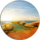 Rocky Red Beach And Blue Sky, Seashore Round Wall Art, 36"
