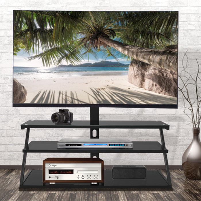 Universal Tempered Glass metal frame TV stand with 3 layer