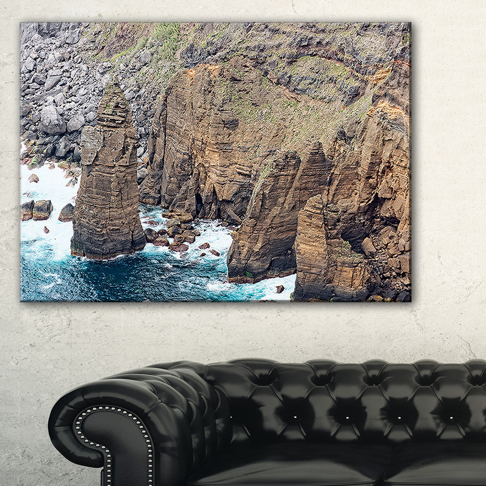 "Heave Rocks in Azores Beach" Seashore Canvas Art, 40"x30"