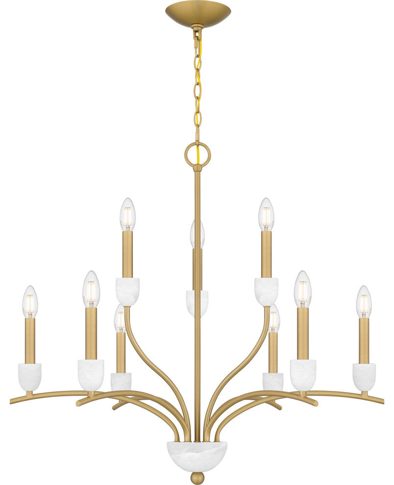 Quoizel FRI5032 Frida 9 Light 32"W Taper Candle Style Chandelier - Aged Brass