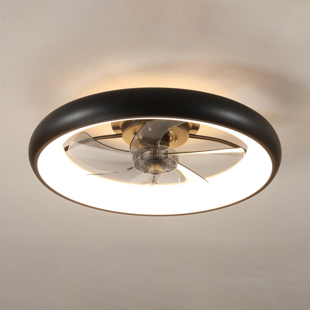 22 in. W x 6 in. H Ceiling Fan in Black and White with Dimmable LED Lights