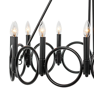 12 Light Wagon Wheel Candle Style Chandelier, Classic Black