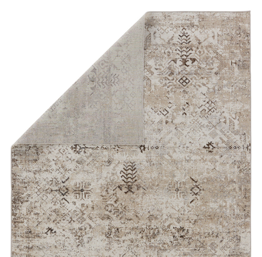 Machine Washable Vibe by Jaipur Living Kati Tribal Brown/ Cream Area Rug, 2'8"x1