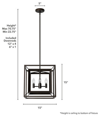 Hunter 15" Doherty Onyx Bengal 4 Light Chandelier Ceiling