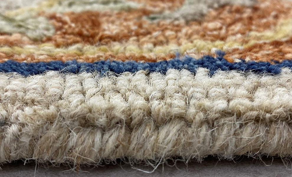 7" x 9" Beige Traditional Floral Vines Area Rug