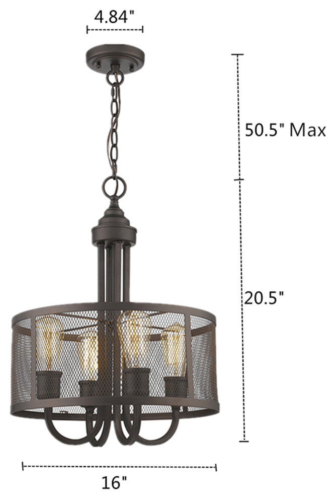 Ironclad 4-Light Rubbed Bronze Ceiling Pendant 16"