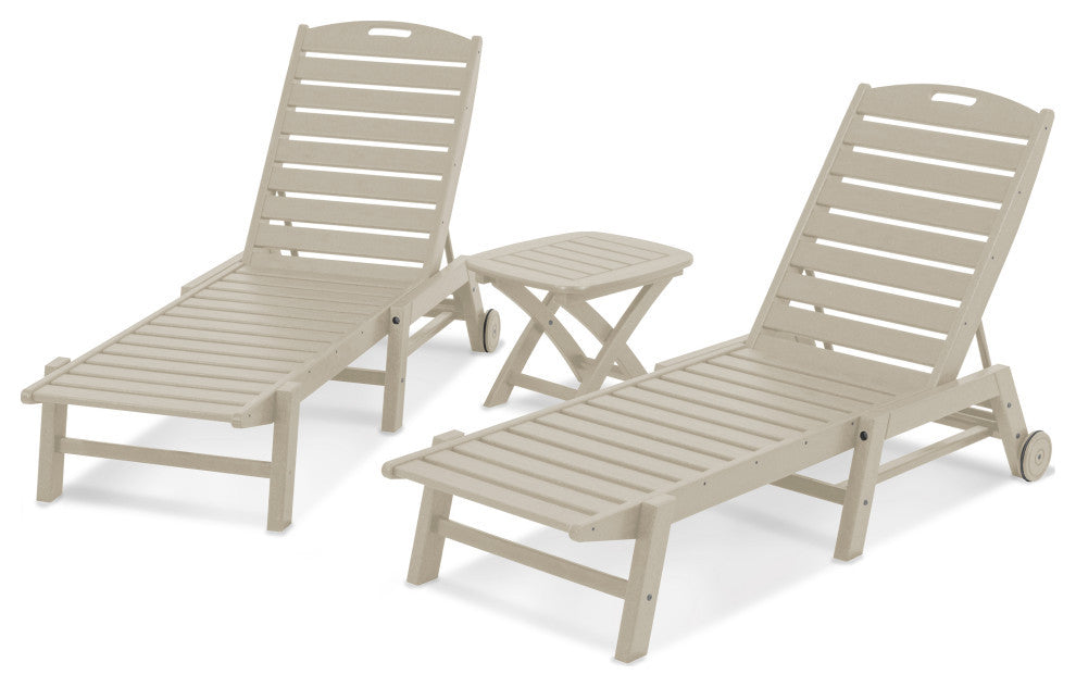 Polywood Nautical 3-Piece Chaise Set, Sand