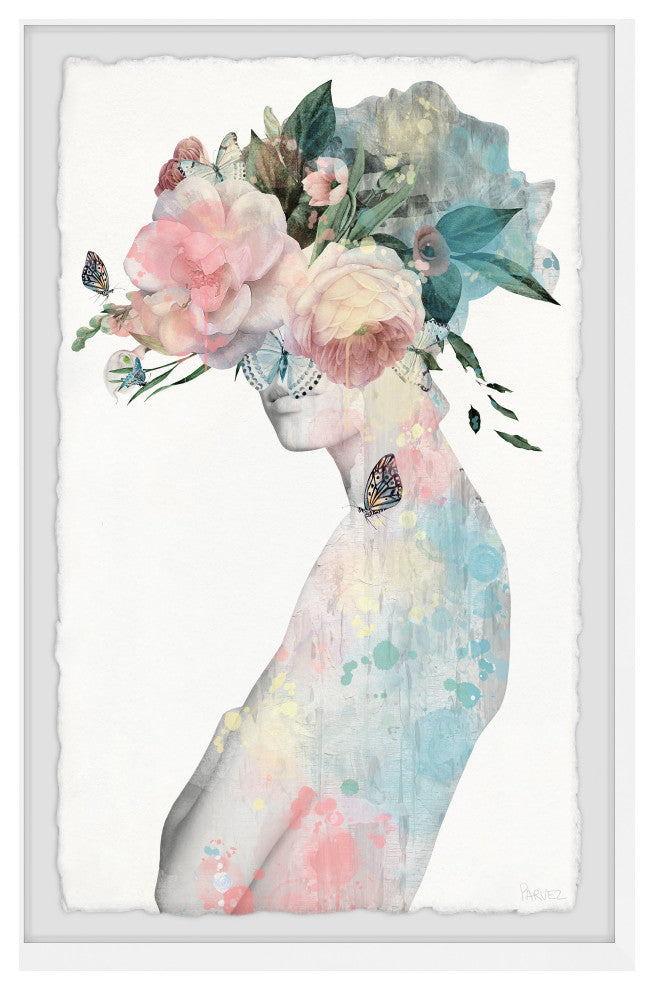 "Flower and Butterflies II" Framed Painting Print, 16"x24"