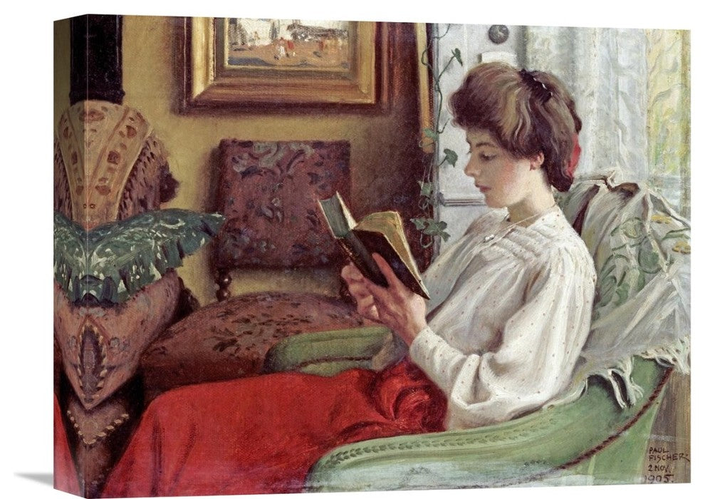 "A Good Book" Stretched Canvas Giclee by Paul Fischer, 16"x13"