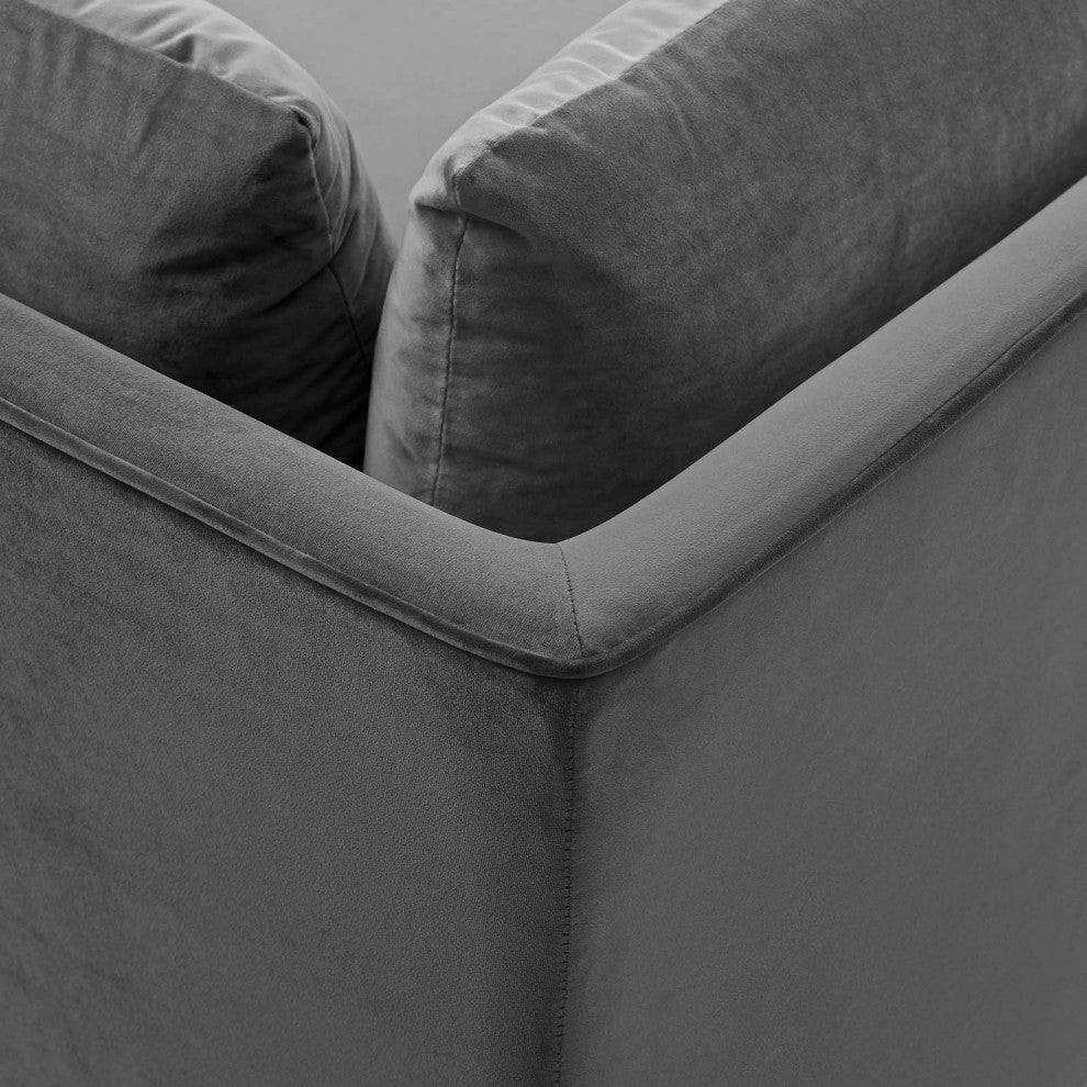 Sofa Corner Chair, Velvet, Gray, Modern, Living Lounge Hotel Hospitality