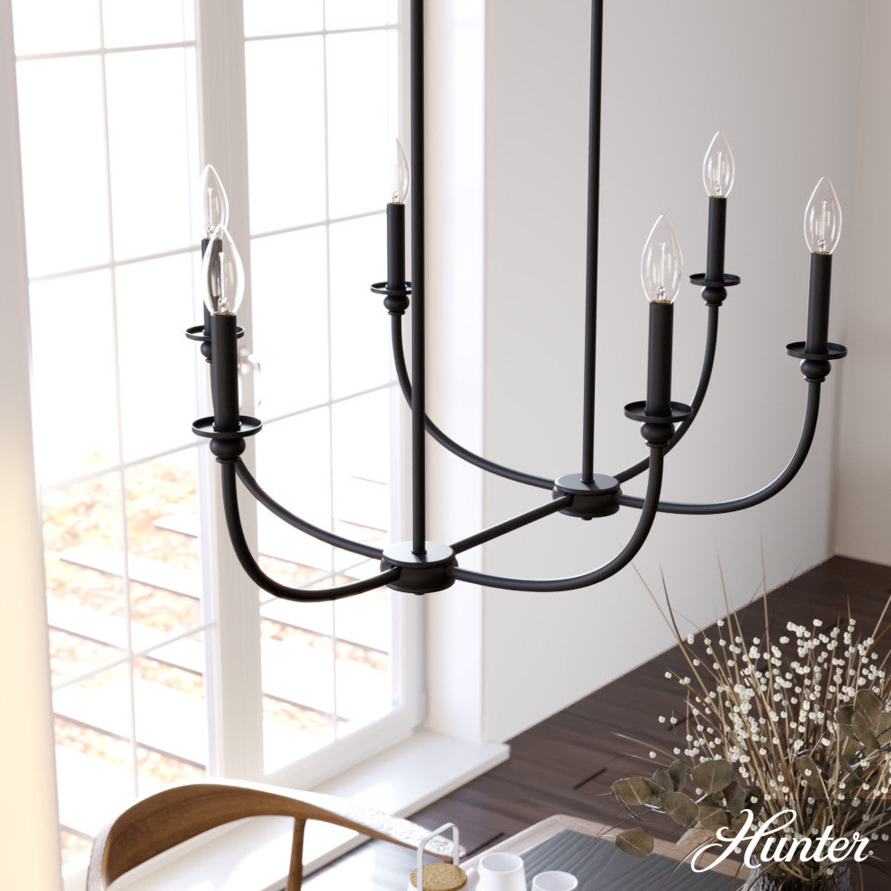 Southcrest Flat Matte Black 6 Light Linear Chandelier Light