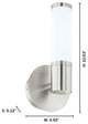 1x6W LED Vanity Wall Light, Satin Nickel Finish and Opal Glass