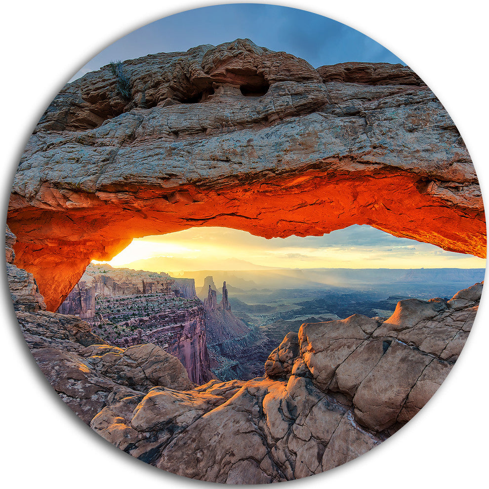 Sunrise At Mesa Arch In Canyon Lands, Flower Round Wall Art, 11"