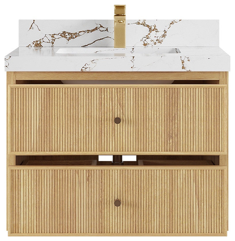 Sonoma Floating 30" Single Sink in Light Natural With 2" Viola Brown