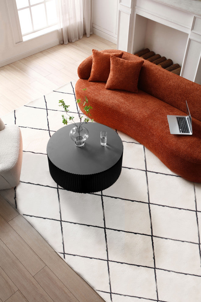 Gewnee Contemporary Round Coffee Table , Matt Black