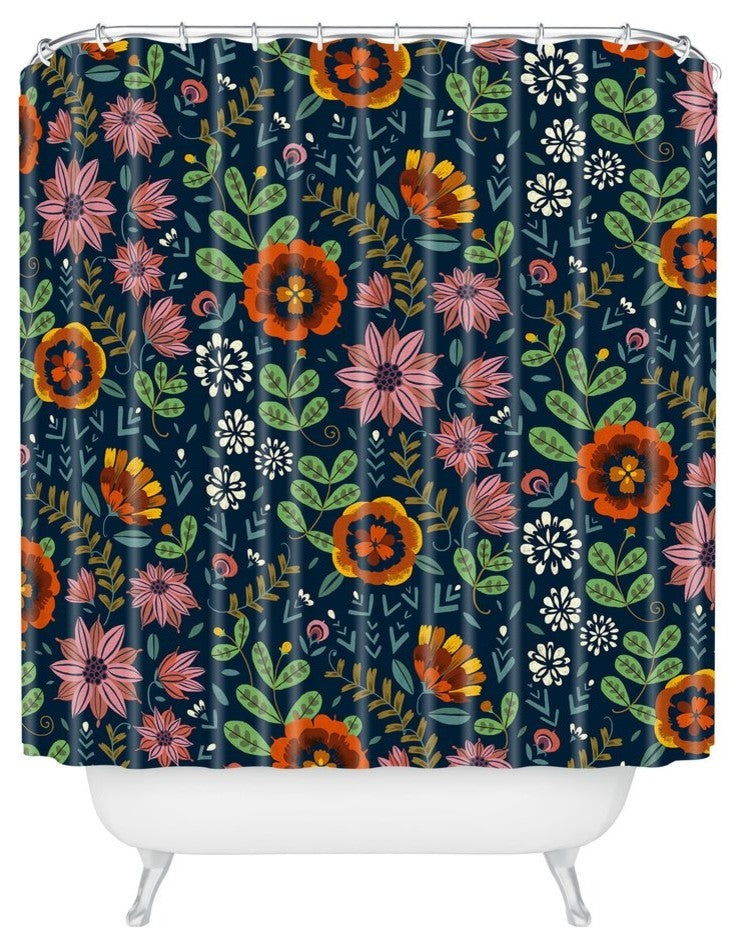 Pimlada Phuapradit Midnight Bloom 1 Shower Curtain, 72"x69"