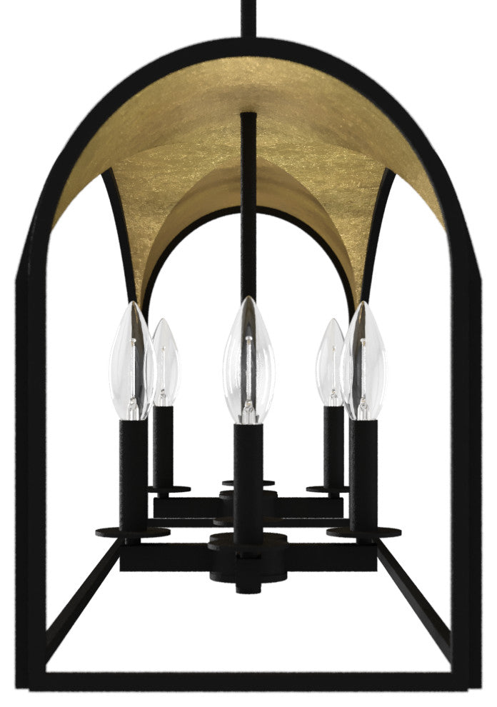 Hunter Dukestown Natural Iron, Gold Leaf 8 Light Linear Chandelier Ceiling