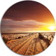 Off-Road In Desert At Sunset, Landscape Disc Metal Wall Art, 23"