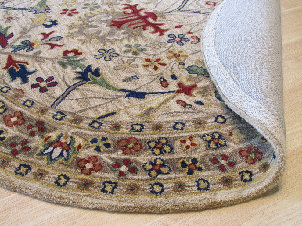 EORC Ivory Hand-Tufted Wool Morris Rug 6' Round