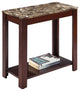24" Brown Faux Marble End Table With Shelf