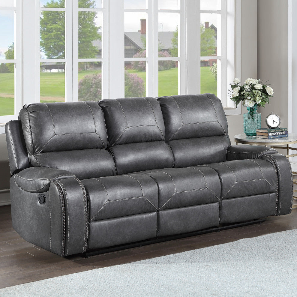 Keily Manual Recliner Sofa Grey