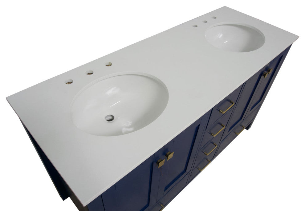 Horizon 60" Double Bathroom Vanity, Royal Blue, Engineered White