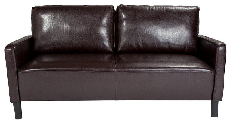 Washington Park Upholstered Sofa, Brown Leather