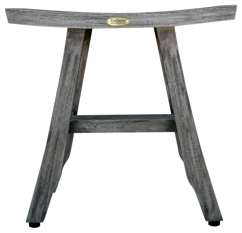 CoastalVogue Satori 18" Eastern Style Teak Shower Bench, Coquina Gray