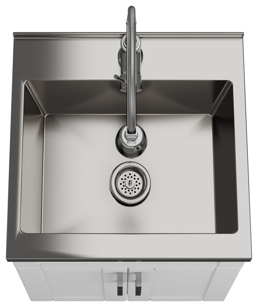 Hennessy Contemporary 24" Deluxe Laundry Cabinet, Faucet, White, 20"