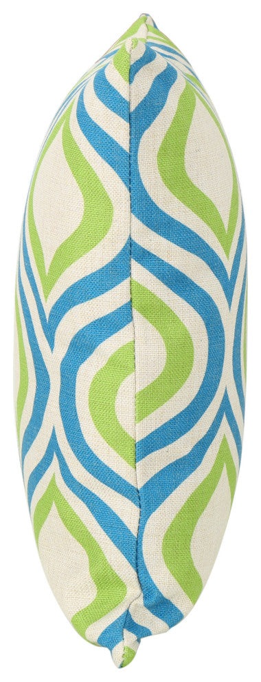GDF Studio Larissa Outdoor 18" Square Pillows, Blue / Green Ikat, Set of 4
