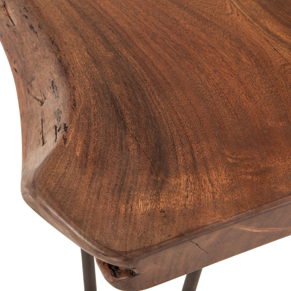 Grandby 54-Inch Acacia Wood Live Edge Dining Bench in Walnut Finish