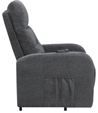 Maklaine Tufted Fabric Upholstered Power Lift Recliner in Charcoal