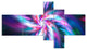 Dancing Multi Color Fractal Flower, Floral Canvas Art Print, 60"x32", 5 panels
