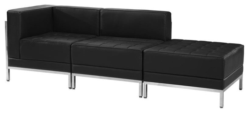 Hercules Imagination Series Black Leather 3 Piece Chair and Ottoman Set