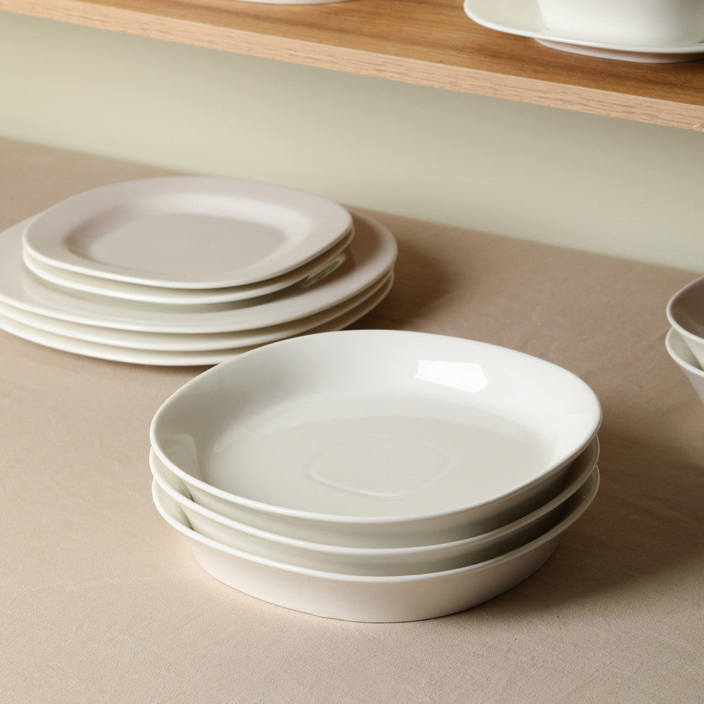 Stone Lain Quadro Porcelain Pasta Bowl Set of 4, White