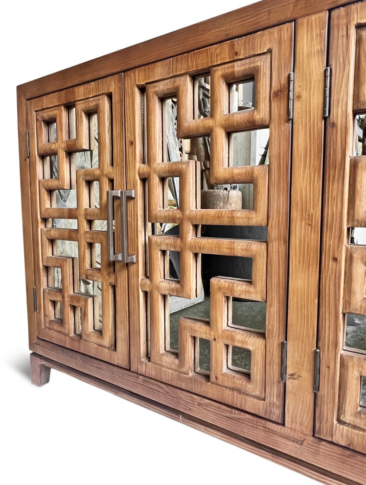 Chestnut Lattice Mirrored Sideboard