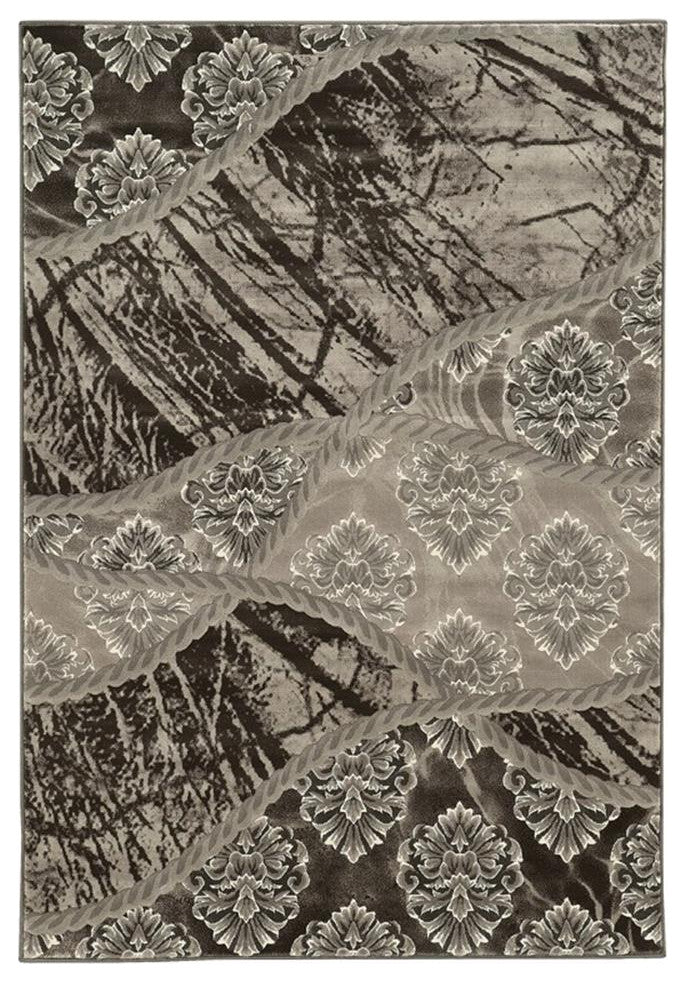 Linon Jewel Ybor Machine Made Polypropylene 5'x7'6" Rug in Brown