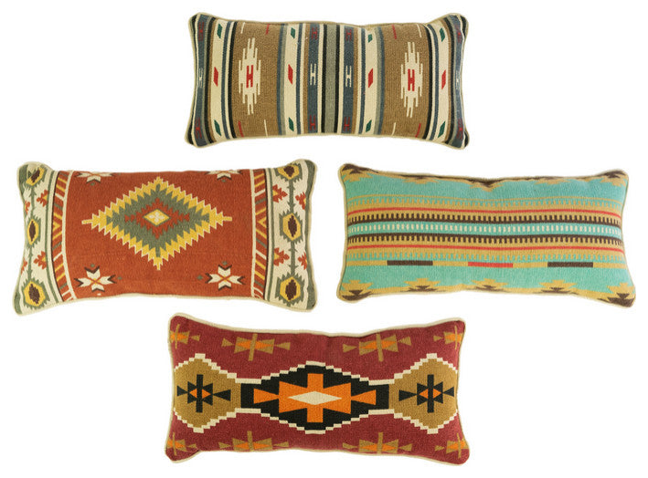 Set of Four Printed Lumbar Pillows - One Each