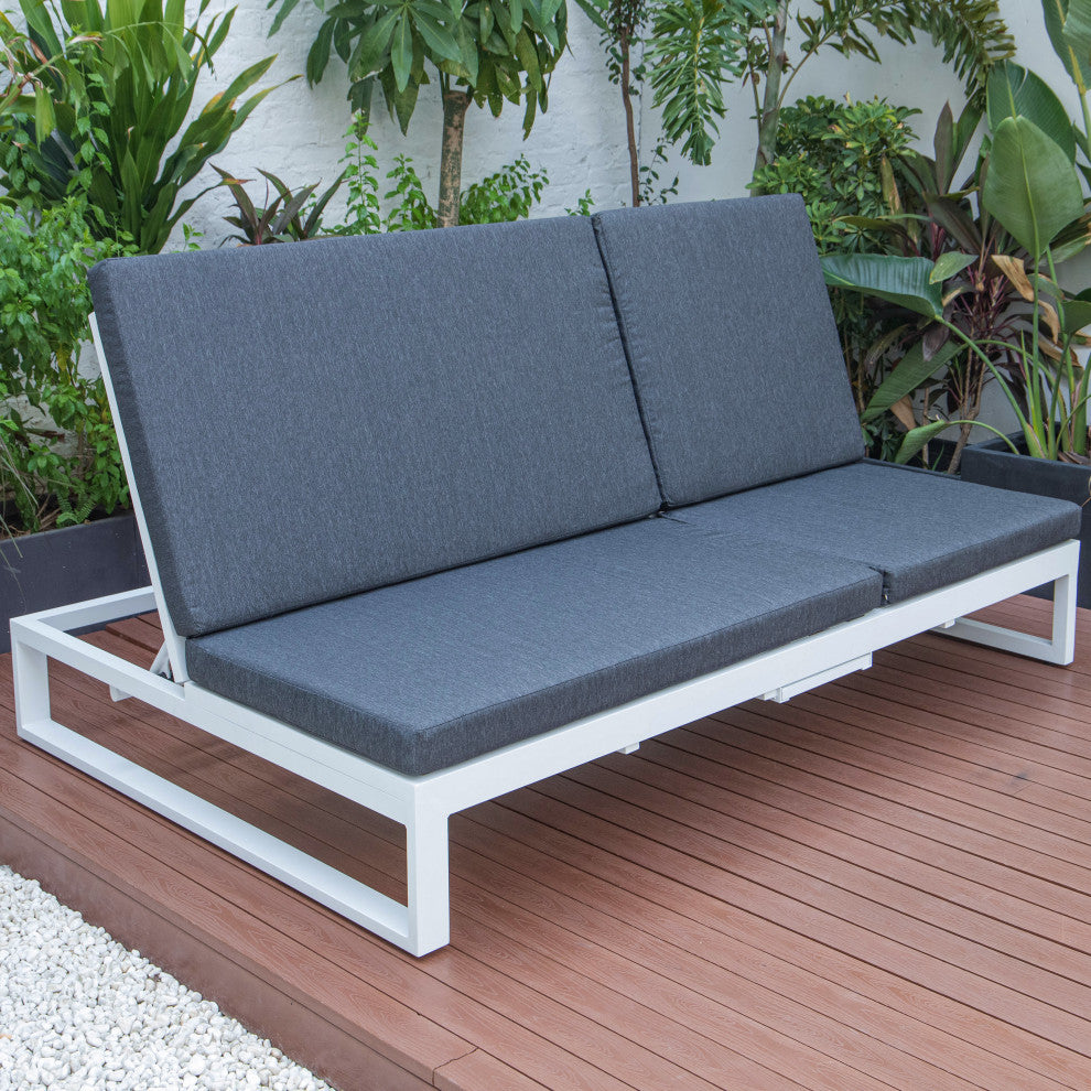 LeisureMod Chelsea Convertible 2-in-1 Sofa and Double Chaise Lounge, Black