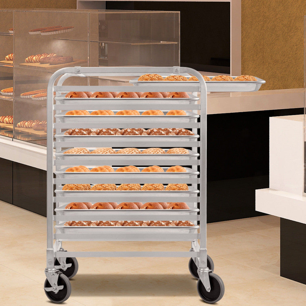 Costway 10 Sheet Aluminum Bakery Rack Commercial Cookie Bun Pan Kitchen w/Wheel