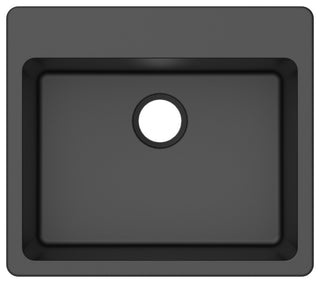 Winpro Dual-Mount Kitchen Sink, Single Bowl, Granite Quartz, 25", Black