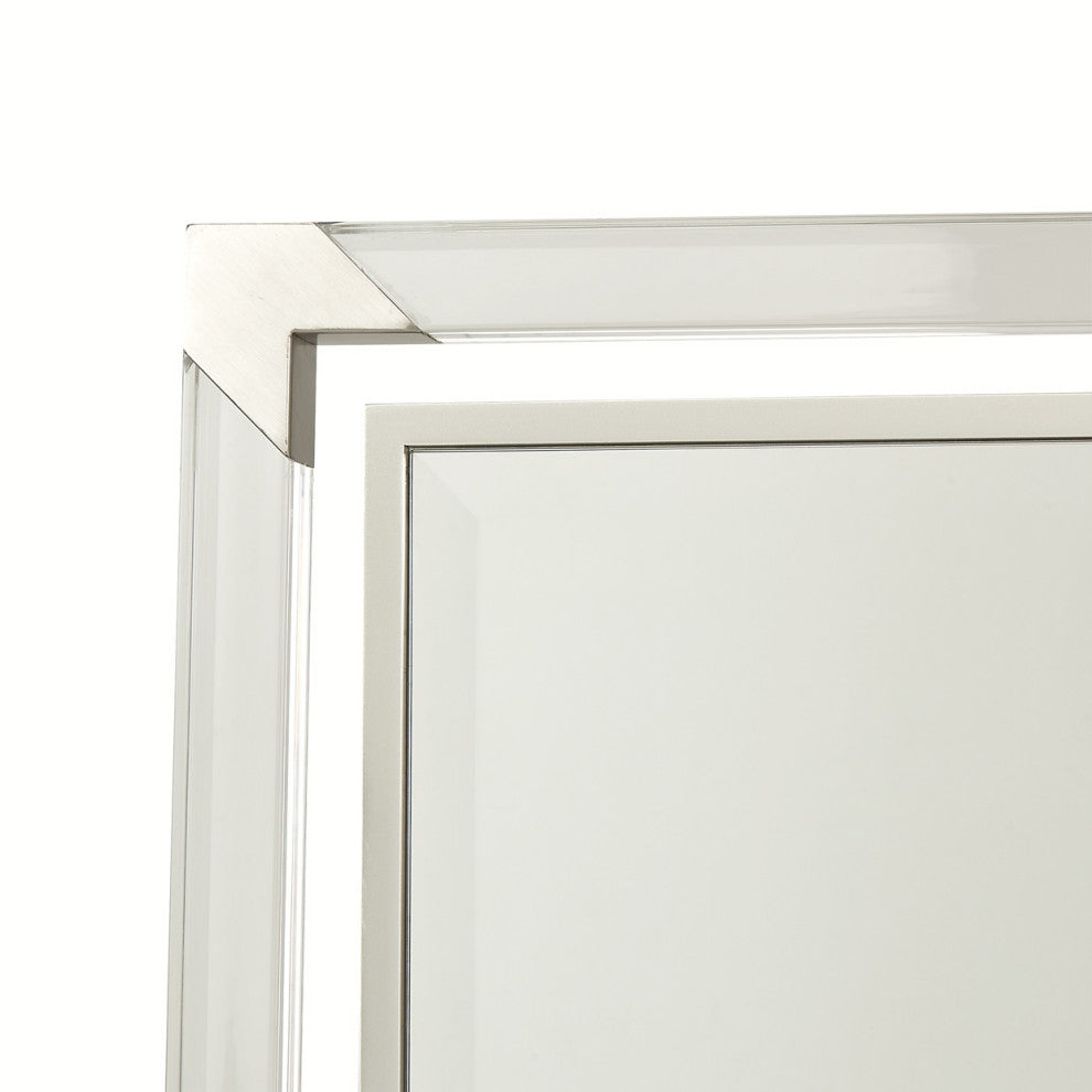 Penthouse Acrylic Wall Mirror - Clear/Brushed Stainless Steel