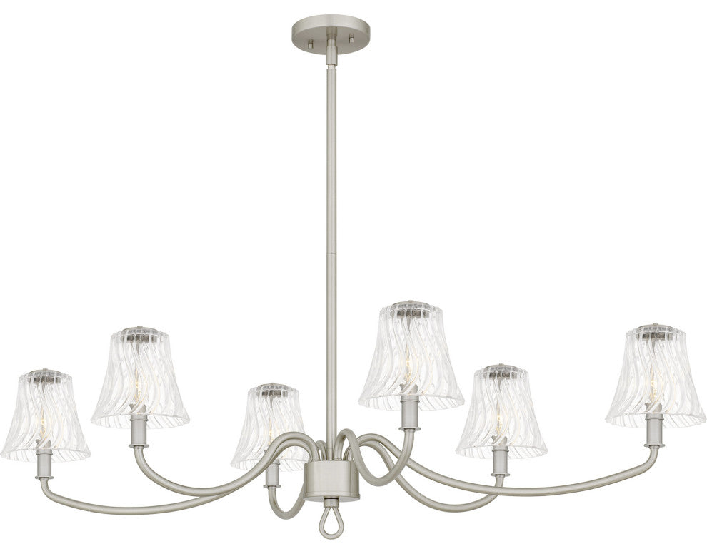 Quoizel MCK644 McKinney 6 Light 44"W Taper Candle Linear - Brushed Nickel