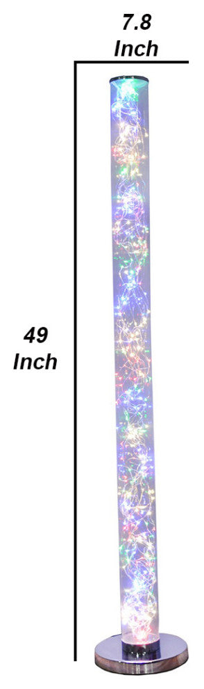 Benzara BM240323 Floor Lamp With LED Bulbs and Wireless Remote Control, Silver