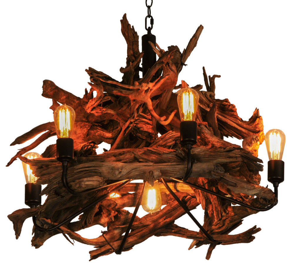30 Wide Driftwood 7 Light Chandelier