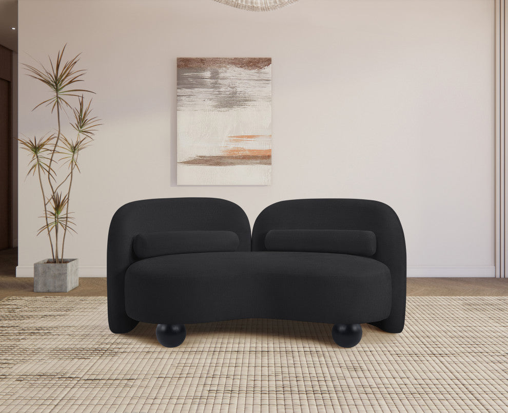 Daphne Upholstered Chair/Loveseat/Sofa, Black, Chenille Fabric, Loveseat
