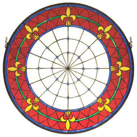 Meyda Lighting 19811 30"W X 30"H Fleur-de-lis Medallion Stained Glass Window