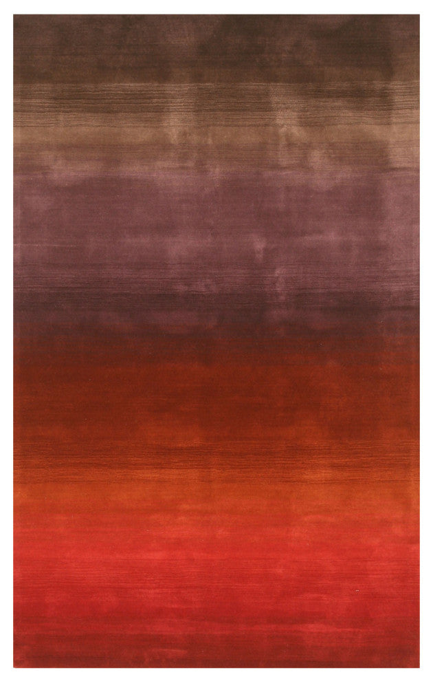 Red Contemporary Stripe Horizon Area Rug