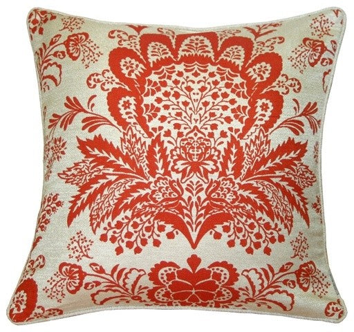 Rustic Floral Throw Pillow, Orange, 20"x20"